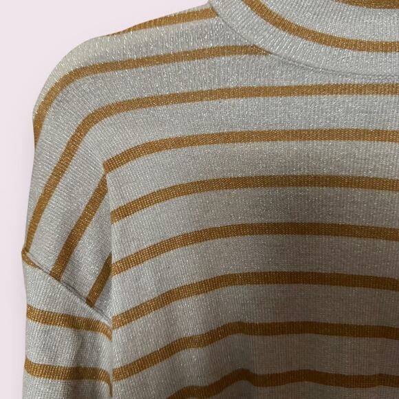 Anthropologie Vanessa Virginia Shining Silver and Gold Turtleneck Tunic - Picture 7 of 11